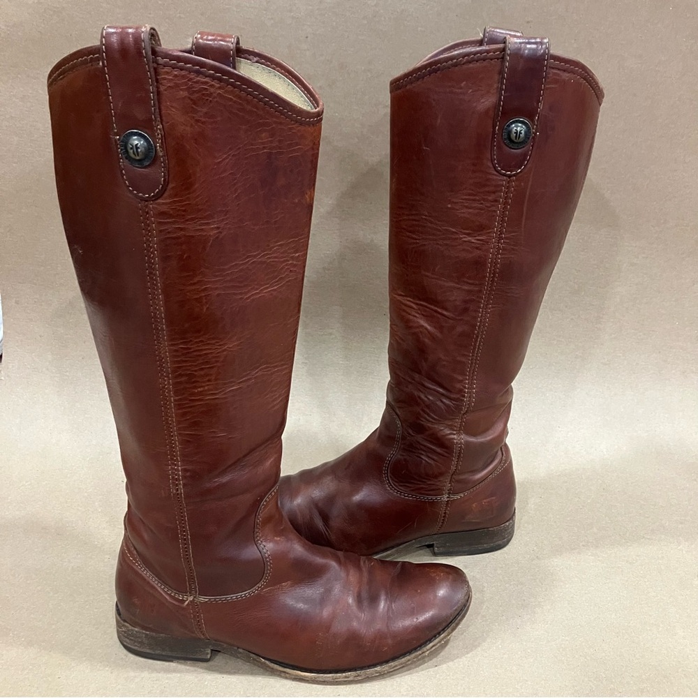 FRYE WOMEN'S MELISSA Version 1 BUTTON RIDING BOOTS Redwood size 6.5B 77167